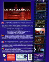 Box back cover for Alien Breed - Tower Assault on the Commodore Amiga.