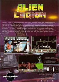 Box back cover for Alien Legion on the Commodore Amiga.