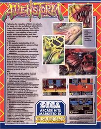 Box back cover for Alien Storm on the Commodore Amiga.