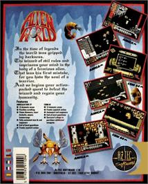 Box back cover for Alien World on the Commodore Amiga.