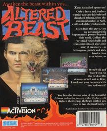 Box back cover for Altered Beast on the Commodore Amiga.