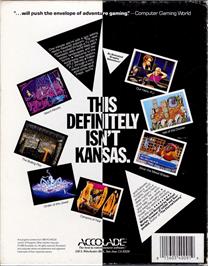 Box back cover for Altered Destiny on the Commodore Amiga.
