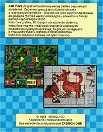Box back cover for Ami Puzzle on the Commodore Amiga.