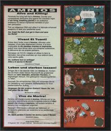 Box back cover for Amnios on the Commodore Amiga.