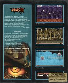 Box back cover for Anarchy on the Commodore Amiga.