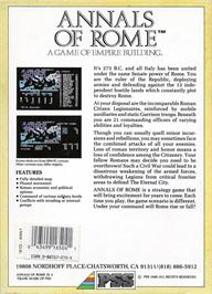 Box back cover for Annals Of Rome on the Commodore Amiga.
