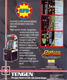 Box back cover for Apb on the Commodore Amiga.