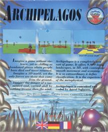Box back cover for Archipelagos on the Commodore Amiga.