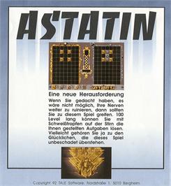Box back cover for Astatin on the Commodore Amiga.