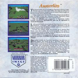 Box back cover for Austerlitz on the Commodore Amiga.