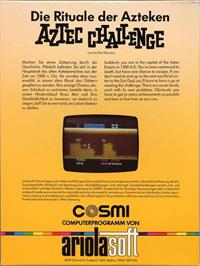 Box back cover for Aztec Challenge on the Commodore Amiga.