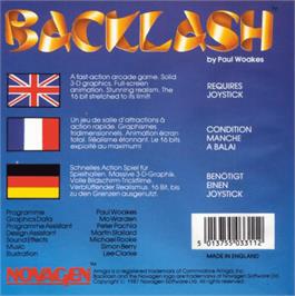 Box back cover for Backlash on the Commodore Amiga.
