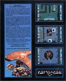 Box back cover for Ballistix on the Commodore Amiga.