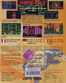 Box back cover for Bargon Attack on the Commodore Amiga.