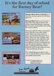 Box back cover for Barney Bear Goes To School on the Commodore Amiga.