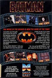 Box back cover for Batman - The Movie on the Commodore Amiga.