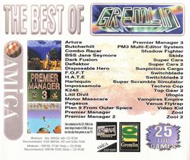Box back cover for Best of Gremlin on the Commodore Amiga.
