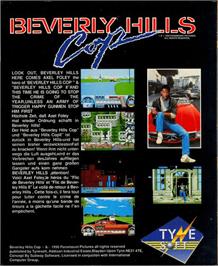 Box back cover for Beverly Hills Cop on the Commodore Amiga.