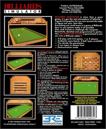 Box back cover for Billiards Simulator on the Commodore Amiga.