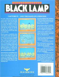 Box back cover for Black Lamp on the Commodore Amiga.