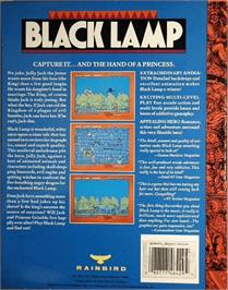 Box back cover for Black Lamp on the Commodore Amiga.