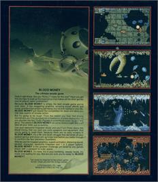 Box back cover for Blood Money on the Commodore Amiga.