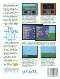 Box back cover for Blue Angels: Formation Flight Simulation on the Commodore Amiga.