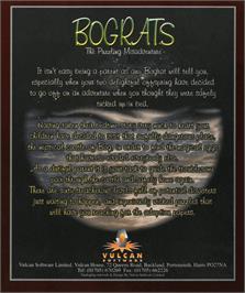 Box back cover for Bograts - The Puzzling Misadventure on the Commodore Amiga.