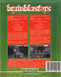 Box back cover for Brain Blasters on the Commodore Amiga.