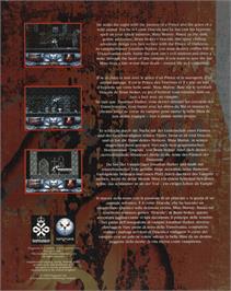 Box back cover for Bram Stoker's Dracula on the Commodore Amiga.