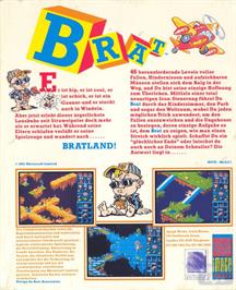 Box back cover for Brat on the Commodore Amiga.