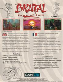 Box back cover for Brutal: Paws of Fury on the Commodore Amiga.