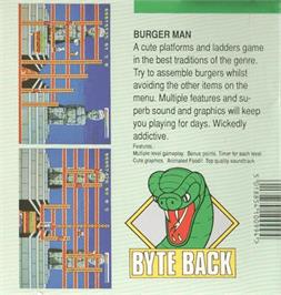 Box back cover for Burger Man on the Commodore Amiga.