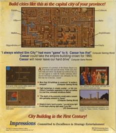 Box back cover for Caesar Deluxe on the Commodore Amiga.