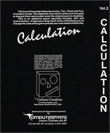 Box back cover for Calculation on the Commodore Amiga.