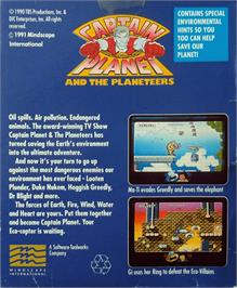 Box back cover for Captain Planet And The Planeteers on the Commodore Amiga.