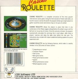 Box back cover for Casino Roulette on the Commodore Amiga.