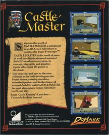 Box back cover for Castle Master on the Commodore Amiga.