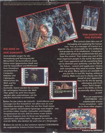 Box back cover for Centerbase - Science-fiction Simulation on the Commodore Amiga.