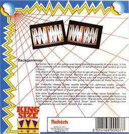 Box back cover for Championship Backgammon on the Commodore Amiga.