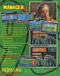 Box back cover for Championship Manager 93 on the Commodore Amiga.