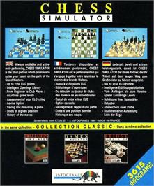 Box back cover for Chess Simulator on the Commodore Amiga.