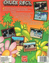 Box back cover for Chuck Rock on the Commodore Amiga.
