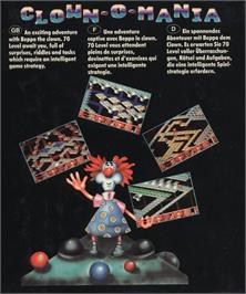 Box back cover for Clown 'o' Mania on the Commodore Amiga.