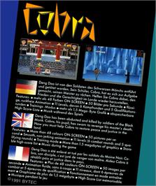 Box back cover for Cobra on the Commodore Amiga.