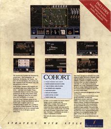 Box back cover for Cohort: Fighting For Rome on the Commodore Amiga.