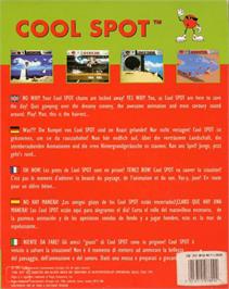 Box back cover for Cool Spot on the Commodore Amiga.