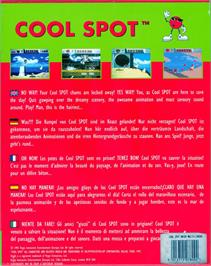 Box back cover for Cool Spot on the Commodore Amiga.