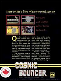 Box back cover for Cosmic Bouncer on the Commodore Amiga.