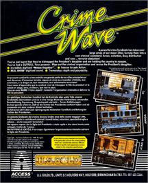 Box back cover for Crime Wave on the Commodore Amiga.